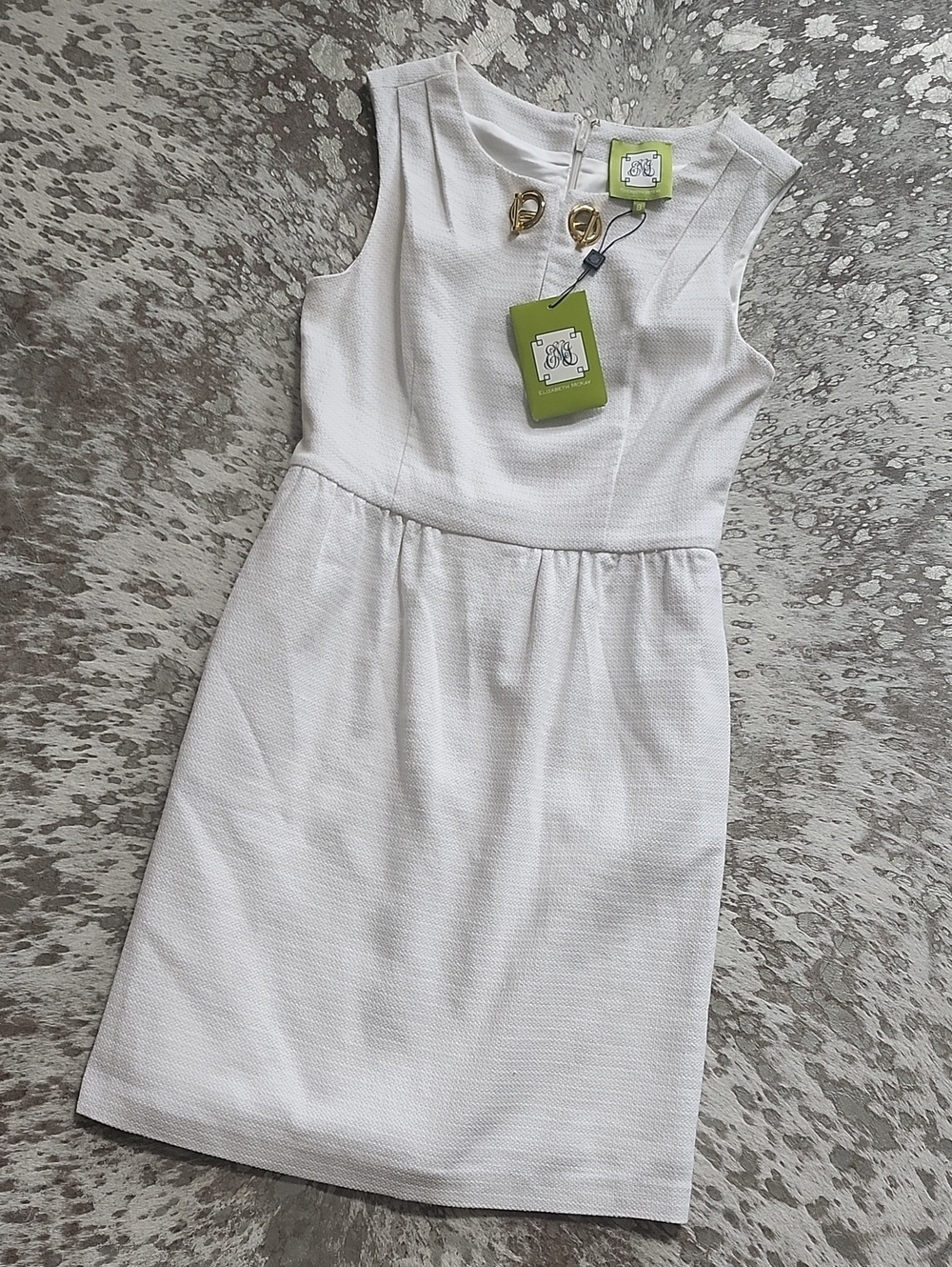 Elizabeth McKay Louise Sheath Sleeveless Dress Sz8 White